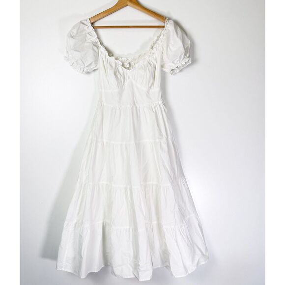 ASTR The Label Short Sleeve Cinched Bust Midi Dress White Sz XS 100% Cotton - Picture 4 of 11